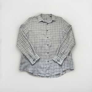 NWT Tasso Elba, Long Sleeve Shirt, 100% Linen Color Blue White XL Extra Large